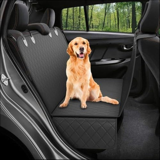 Dog Car Seat Cover for Back Seat, Waterproof Pet Hammock Protector, Durable Nonslip Seat Protection SUV Truck, Standard 53"X56", Black