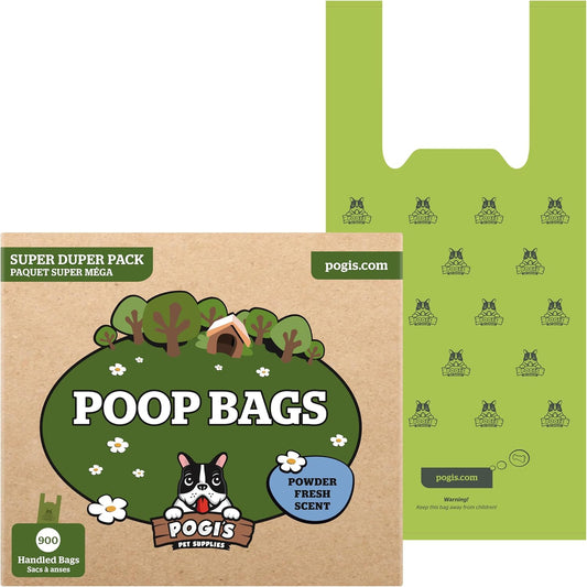 Pogi'S Dog Poop Bags with Handles Bulk - 900 Doggy Poop Bags with Easy-Tie Handles - Leak-Proof, Ultra Thick, Scented Poop Bags for Dogs, Cat Poop Bags